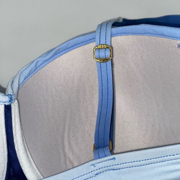 Bleu Rod Beattie 10 Hola Shirred Bandeau Ombre‎ One-Piece Swimsuit Blue - Picture 8 of 12